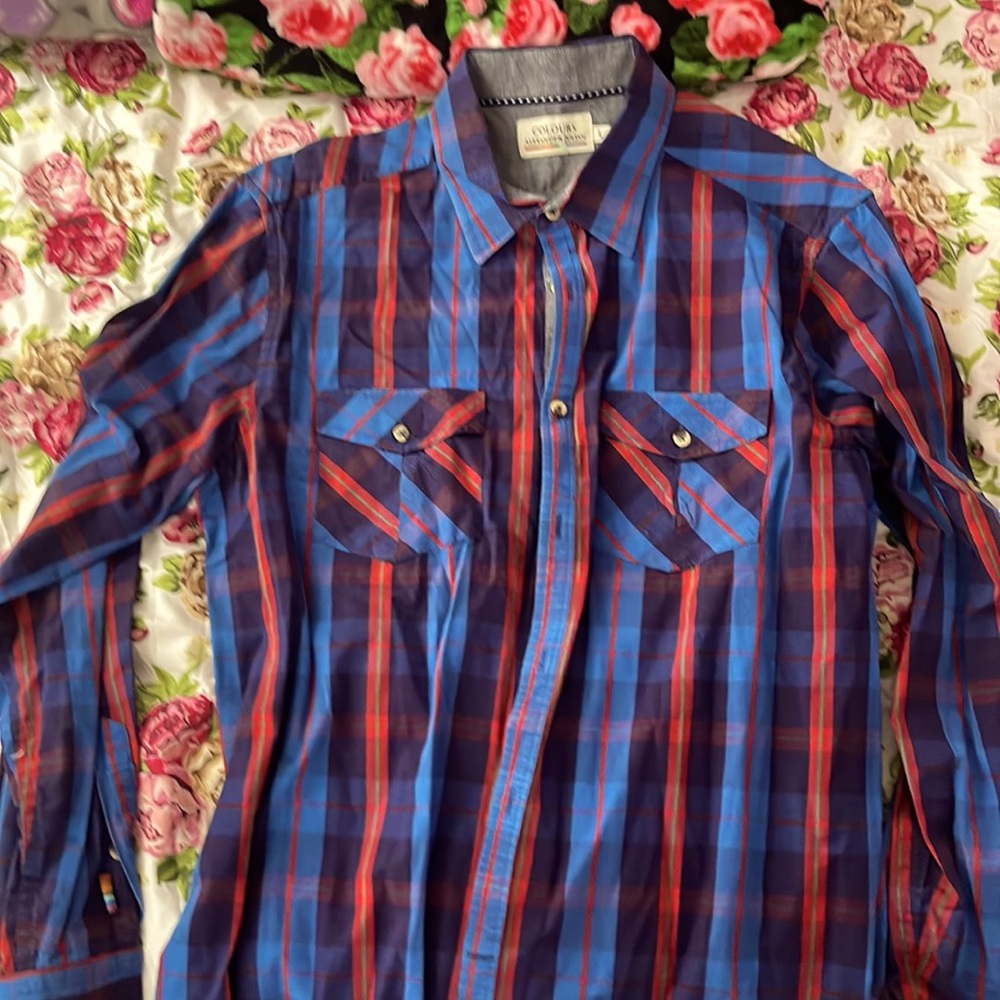 Colours Alexander Julian Boys Large Blue and Red plaid shirt